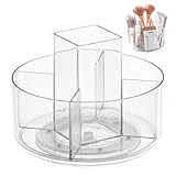 Jorzer Rotating Pen Holder, Spinning Clear Pen Holder for Makeup Brushes & Office Supplies with 5 Compartments Large Capacity Pencil Organizer for Desk OFFICE_PRODUCTS..