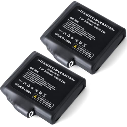 OASIDOS 22.2WH 7.4V Battery Pack for Heated Gloves Rechargeable Li-Polymer Replacement Set Compatible with Gloves Socks Jackets Mittens Liners Support Female DC Jack 2 Pack