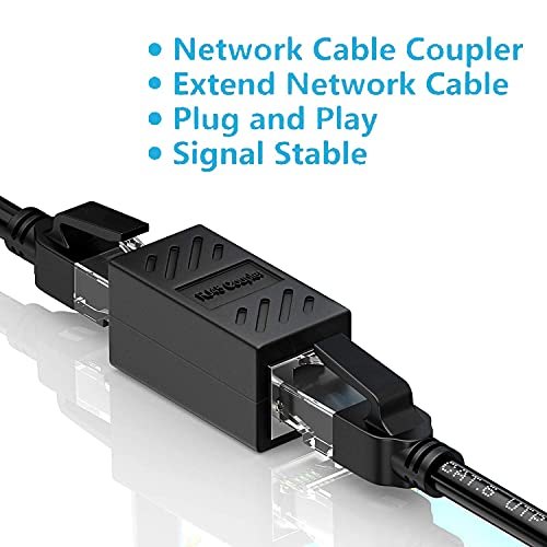 Rj45 Coupler，Ethernet Coupler, In Line Coupler For Cat7/Cat6/Cat5E/Cat5 Ethernet Cable Extender Adapter Female To Female (6 Pack Black) #TOP1