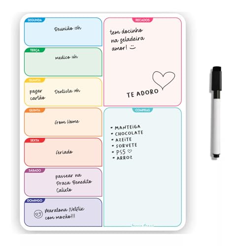 Lousa Magnética Imã De Geladeira Grande Porta Recados Calendario… Lousa Magnética Imã De Geladeira Grande Porta Recados Calendario…