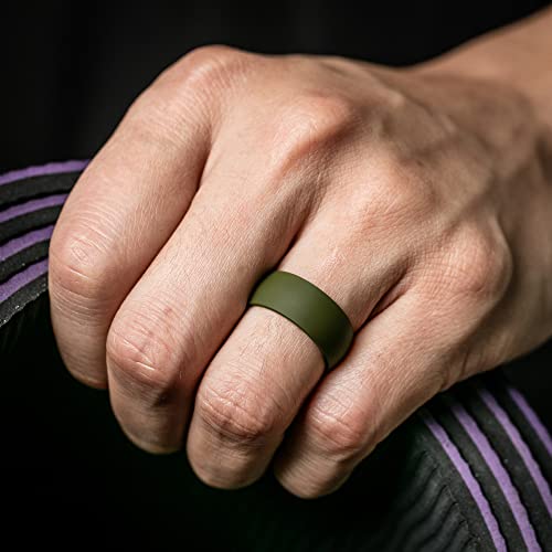 ThunderFit Men Silicone Wedding Rings, Breathable Pattern Engagement Bands 8mm Wide 2mm Thick - 1/4/7 Variety Multipack3