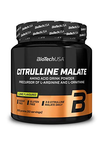 BioTechUSA Citrulline Malate Polvo | Aminoácido Esencial para Atletas | Sin Azúcar | Sin Gluten | 300 g | Lima