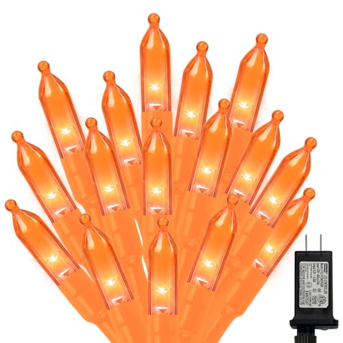 Orange Halloween String Lights Outdoor Thanksgiving Mini Lights 32.5FT 100 LED Waterproof Christmas Lights with 16 Lighting Modes for Garden Party Christmas Xmas Tree Lights Autumn Fall Decor