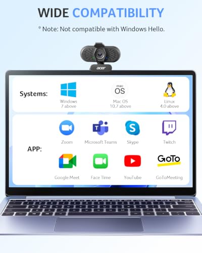 Acer A610 1080p Webcam for PC with Microphones Computer Camera for Meeting - image 7