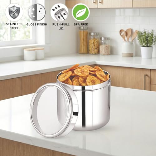Image of Sizzle Flash Stainless Steel Canisters /Dabba /Storage Container for kitchen with See Through Lid 850 ML - 1pcs