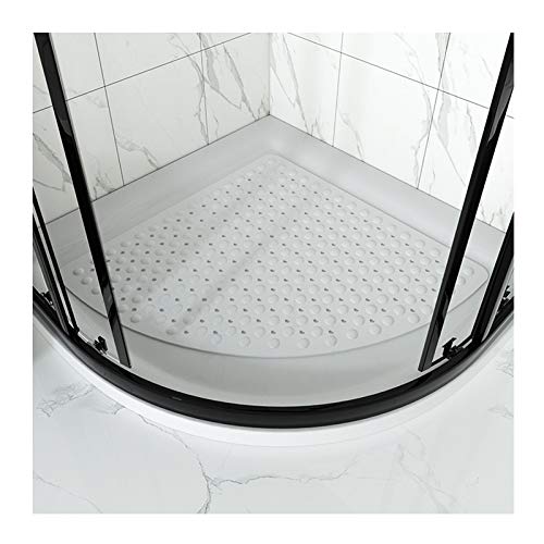 ZJM Duschmatte rutschfest Badematte Anti Rutsch Matte Antibakteriell Viertelkreis Badewannenmatten Dreieck-Massage mit Ablaufloch für Viertelkreis-Dusche oder Badewanne,Verwendung im Badezimmer Cover