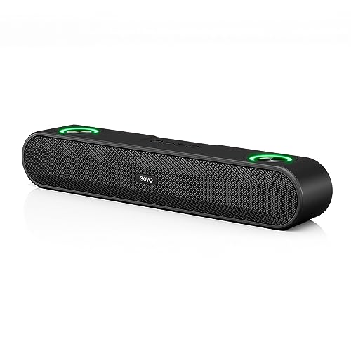 Image of (Refurbished) GOVO GoSurround 220 16W Bluetooth Sound bar, 2000 mAh Battery, 2.0 Channel with 52mm Drivers, Multicolor LED Lights with TWS, AUX, Bluetooth and USB (Platinum Black)