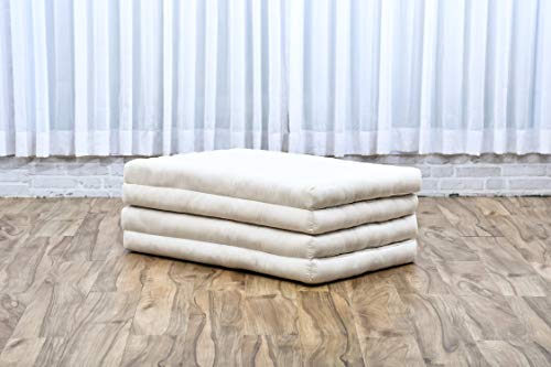 Image of Leewadee Trifold Mattress Standard - Comfortable Thai Massage Pad, Foldable Floor Mattress Filled with Eco-Friendly Kapok, Perfect to Use as a Sleeping Mat 79 x 28 inches, Ecru
