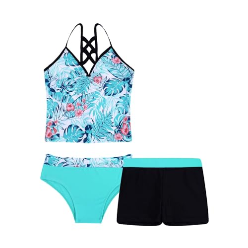 iiniim Big Girls Two Piece Halter Tankini Swimsuit Tank Top with Boyshort Sets Summer Beach Bathing Suit