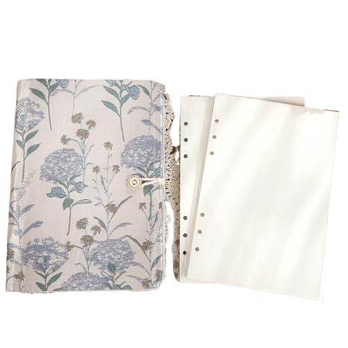 Cahier feuilles mobiles A5 brodé fleur pour vos travaux manuels