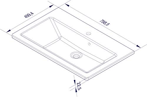 Fackelmann Domino 86290 Cast Basin White 80X50X17 miniatura 2