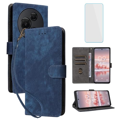 Étui portefeuille pour TCL 60 SE et 605 avec coque rabat bleu