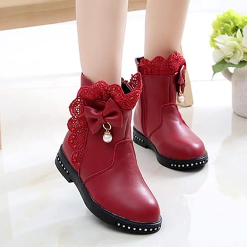 Girls' Boots Warm Winter Leather Short Boots Plush Princess Boots for Toddler/Little Kid/Big Kid4