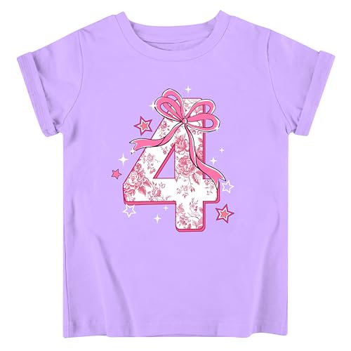 Image of Lovekider Girls Birthday T Shirts Cotton Short Sleeve T-Shirts Tee Party Clothing 3-6 Years