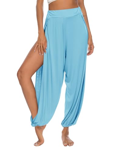 AvaCostume High Slit Harem Pants Women Hippie Harem Pants Trousers SkyBlue M