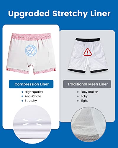 Image of maamgic Mens Swim Trunks with Compression Liner 5 Inch, Quick Dry Bathing Suit with Zipper Pockets, No-Chafing Swim Shorts