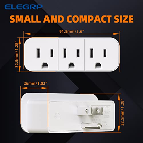 Elegrp Triple Outlet Extender, 3-Prong Grounded Wall Tab, Multiple Outlet Extender Adapter Plug With 3 Electrical Outlets For Travel Home Hotel Office, Etl Listed, 3 Pack, White #TOP5