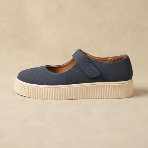 Image of Theater Women Maru Mary Jane Platform Shoes with Adjustable Strap | Soft Suede Finish | Cushioned Support for Casual & Smart Styling