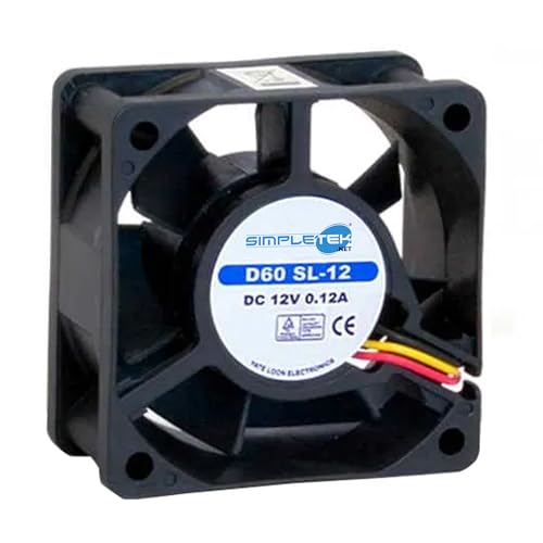 Ventilador D60 SL-12 AF-0625S Simpletek de 60 mm 3 pines sin LED negro