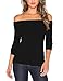 Women's Sexy Slim Fit Stretchy Off Shoulder Long Sleeve Blouse Tops Shirt Black M