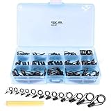 9KM DWLIFE Fishing Rod Tip Repair Kit, 25Pcs Black Stainless Steel, Wear Resistant Ceramic Ring, Rod Tip Repair Kit