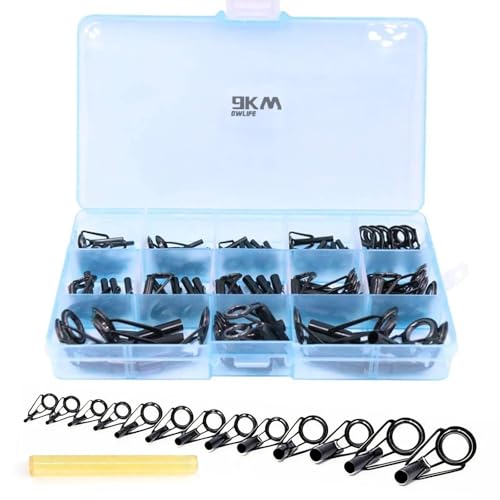 9KM DWLIFE Fishing Rod Tip Repair Kit 35pcs, Black Stainless
