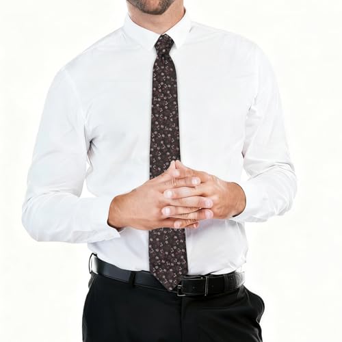 Image of Floral Ties for Men Satin Mens Tie Flower Printed Neck Tie Wedding Party Business