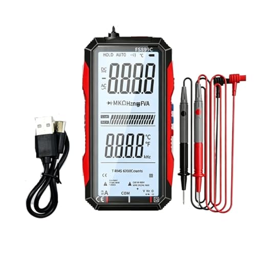 Multímetro digital FS899C de 6000 cuentas con pantalla completa clara y batería recargable