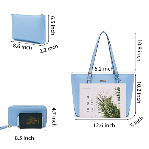 Image of Qiyuer Versatile Daily Purses with RFID Wallet for Women Tote Handbag Set | 3PCS, Fits 13 inch Tablet, Sturdy Vegan PU, Spacious, Work Use, Shoulder Satchel, Large Clutch Wallet, Makeup Bag, Ideal Gift