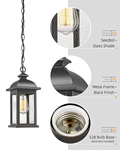 Femila Outdoor Pendant Lights For Porch, Exterior Hanging Latern Outdoor Hanging Light Fixture, Black Finish With Clear Glass, 4Fd54H Bk #TOP7