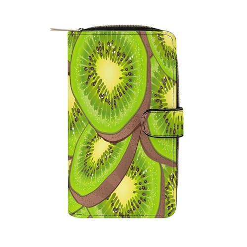 Kiwi Fruits Long Zippered Pouch for Men And Women Large Clutch Cash Wallet with Credit Card Slots