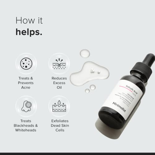 Image of Minimalist 2% Salicylic Acid Serum for Acne & Blackheads | BHA Exfoliating Anti Acne Serum for Pore Cleansing & Oil Control | Pore Tightening Treatment for Oily & Acne-Prone Skin | 20ml