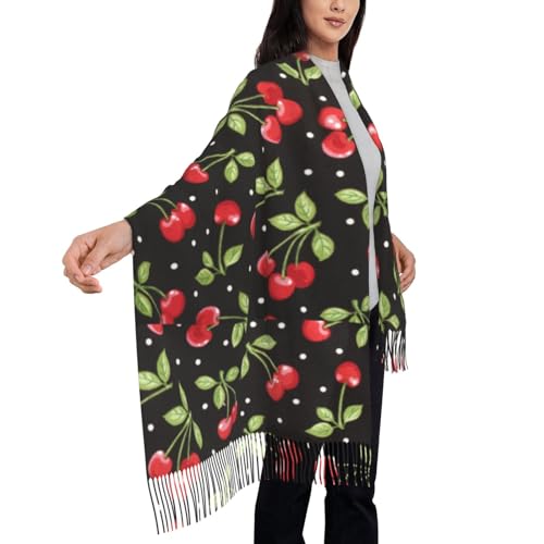 Sweet Red Cherry Women's Scarf Pashmina Shawls and Wraps for Evening Dress Wedding Long Warm Scarves4