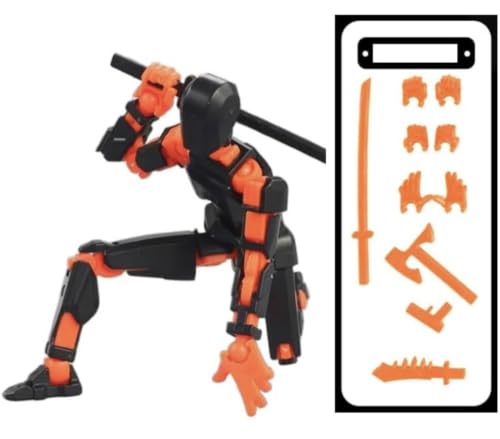 Image of (Do it Yourself) Action Figure Toys,DIY Assembly Dummy 13 Action Figures,Articulated Joints Robot,Gift Idea for Teens & Adults for 14+ (Black Orange, Black Orange)