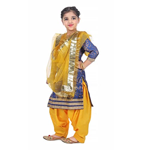 Image of ITSMYCOSTUME Punjabi Patiala Suit for Girls|Punjabi Giddha /Baisakhi /Bhangra Dance Costume for Girls