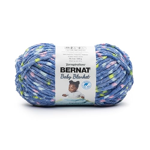 Image of Bernat Baby Blanket Blue Jean DOT Yarn - 1 Pack of 300g /10.5 oz - 100% Polyester - #6 Super Bulky - 220 Yards - Knitting /Crochet
