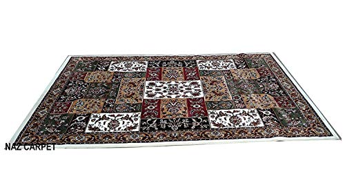 Image of Kashmiri Traditional Woollen Carpet with Advanced 1 Inch Thickness & Classical Look 240x335cm (8x11 Feet) Color White