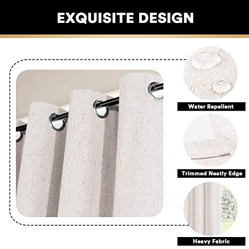 Image of PrinceDeco Linen Blackout Curtains 108 Inch Blackout Curtains 100% Black Out Curtains Linen Look Patio Door Curtains for Sliding Glass Doors Extra Wide Thermal Insulated Drapes,W100 X L108 Inch, Ivory