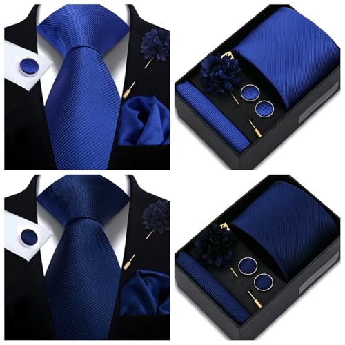 Set de corbata para hombre con alfiler floral y gemelos miniatura 5