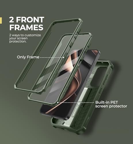 Image of Dexnor for Samsung Galaxy S25 Case with Built-in Slide Camera Cover & Screen Protector & Kickstand,Heavy-Duty Shockproof Rugged Case Full-Body Bumper Protective Cover for Galaxy S25(2025),Army Green