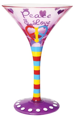 Westland Giftware 7-Inch Peace & Love Martini Glass, 7-Ounce