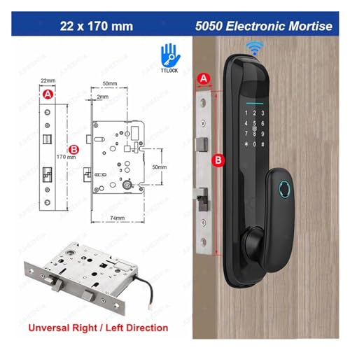 Poignée de porte intelligente TTlock 170x22 avec empreinte digitale - 3