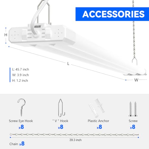 JESLED LED Shop Lights 4FT, 3CCT Selectable 50W 7500LM, Linkable, ETL by JESLED - Used condition - Image 9