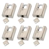 Zarker J45S keyed Alike Padlocks, Heavy Duty Stainless Steel Shackle Lock, 18 Keys, Waterproof and Rustproof Storage, Warehouses, Garage, Outdoors, 6-Pack