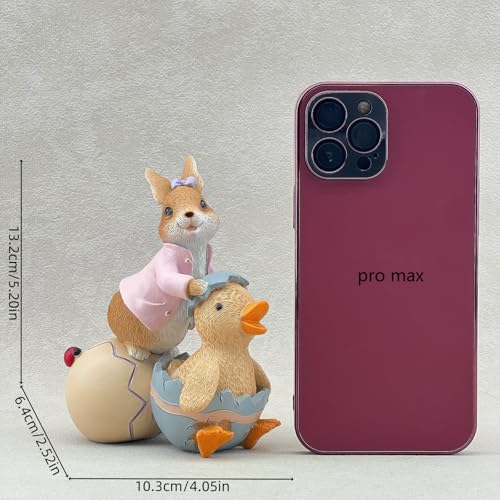 Figura Decorativa Conejo con Pato y Huevo para Jardín miniatura 2