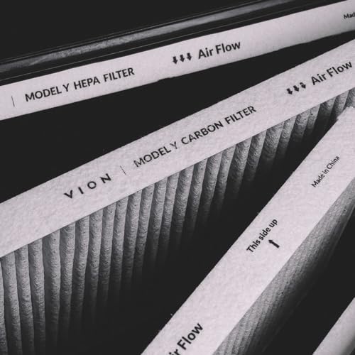 VION Modell Y HEPA-Karbon-Luftfilter-Set für den Kofferraum, 2 x HEPA-Filter und 2 x Kohlefilter pro Packung, 4 Packungen pro Packung mit Installationswerkzeugen