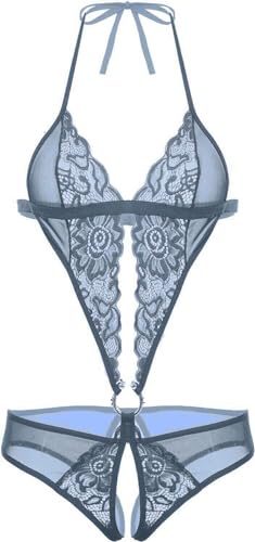 Image of Women Deep V Imported Lingerie Lace Teddy One Piece Babydoll Mini Bodysuit Sleepwear Swimwear