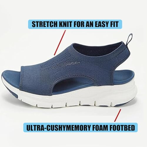 Shopellox Sandals, Washable Slingback Orthopedic Slide Sport Sandals, With Arch Support Mesh Soft Sole Casual Women Shoes4