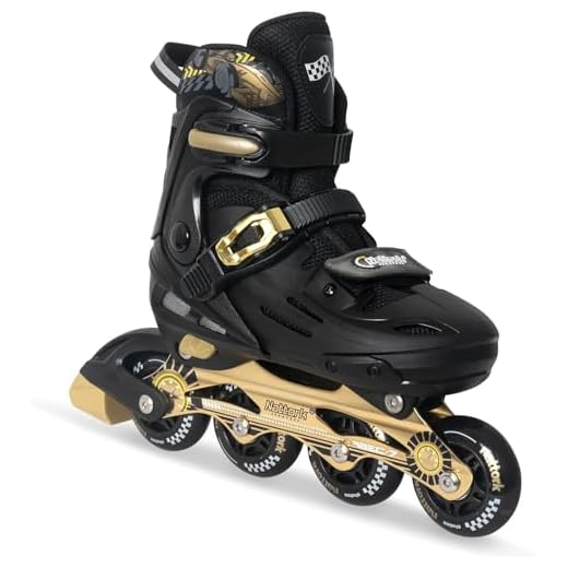Nattork Inline Skates für Kinder und Erwachsene, 4 Größen Verstellbar Kinder Inliner, Renndesign Inline Skates für Damen Herren (Goldene, L (37-40))