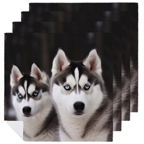 Servilletas de tela cuadradas Husky dog 18.7 x 18.7 pulg 4 piezas miniatura 1
